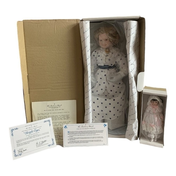 NIB VNTG Porcelain DOLL BRIGHT EYES Temple Doll by Danbury Mint Collectible Doll - Picture 5 of 8